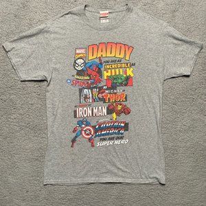 Marvel Comics Daddy‎ Men's T-Shirt Size M Iron Man Spiderman Captain America